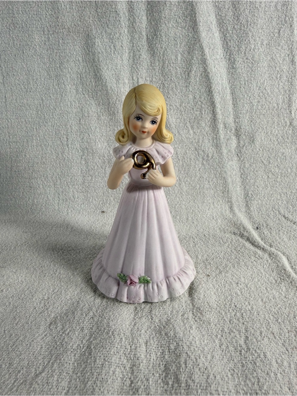 Vintage Enesco Growing Up Birthday Girls 9 Year Old Porcelain Figurine